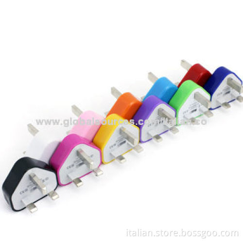 USB UK Wall Chargers for iPhone, iPad with 1A, CE, RoHS and FCC Marks